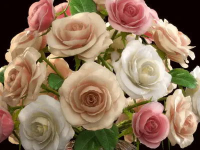 Roses in vase 3D model