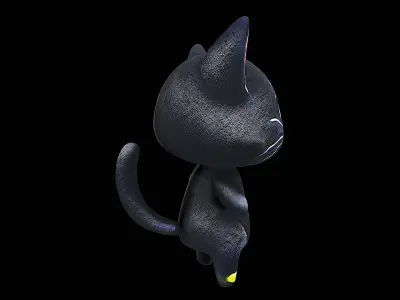 cute black cat plush 3D model