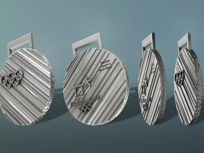Pyeongchang 2018 Olympic Medal Low-poly 3D model