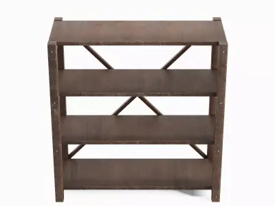 Wide Pottery Shelf 01 Low-poly 3D model