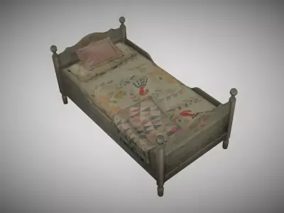 Old Bed 3D model 3D model