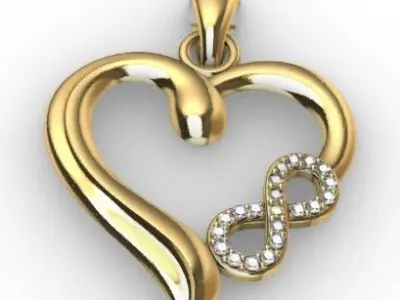 Heart pendant infinity love diamond 3D print model