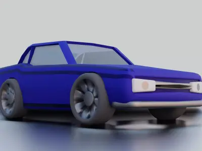 cartoon blue car Low-poly 3D model
