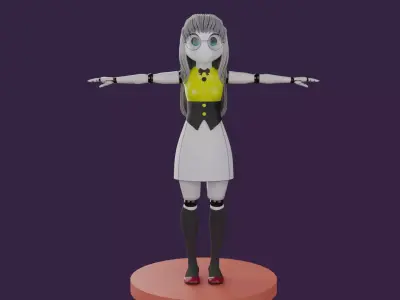 Sci fi Robot Girl - READY TO RIG Low-poly 3D model