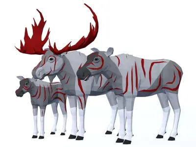 LowPoly Mooses pack Low-poly 3D model