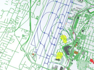 Seattle Tacoma SEA Airport Roads Buildings and Public Transport 3D model