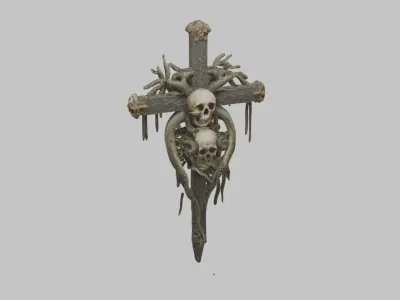 Gothic Bones SKull Cross Low-poly 3D model
