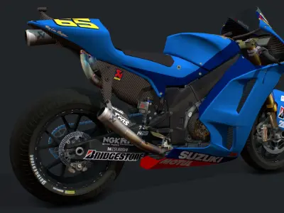 Suzuki Racing Bike Low-poly 3D model
