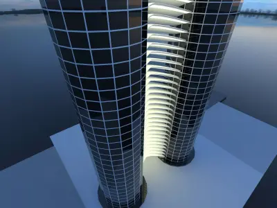Futuristic  building   Low-poly 3D model