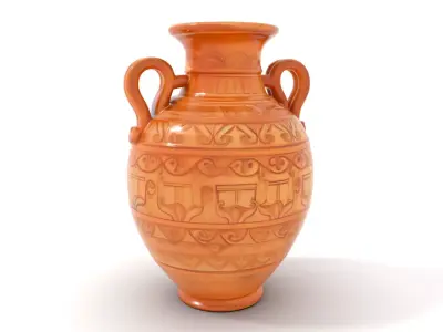 Engraved Terracotta Vase model pack Low-poly 3D model