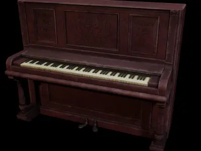 Old Upright Piano - Game Ready Low-poly 3D model