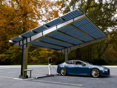 L Type 2 Car Solar Carport 3D model