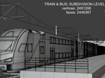 Station with Stadler train USA IV 3D model