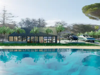 Mansion room with chairs and tables 3D model