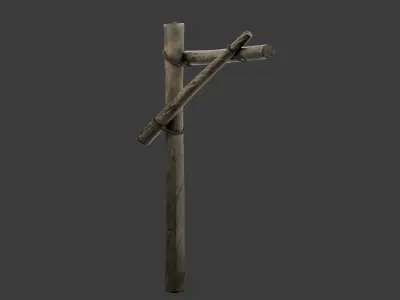 wooden street lamp - Low Poly Low-poly 3D model