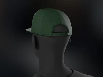 Green Snapback Cap Low-poly 3D model
