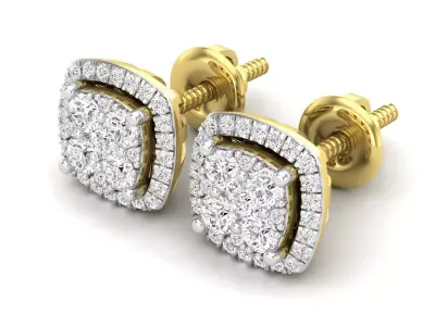 AV 600 Round Diamond Ladies Stud Earrings With Removable Jackets 3D print model