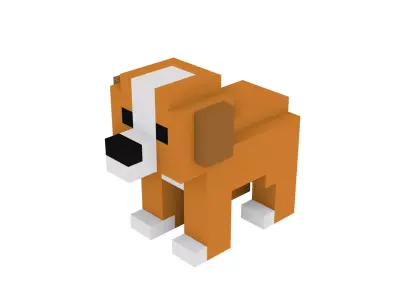 PUPPY VOXEL ANIMAL Low-poly 3D model