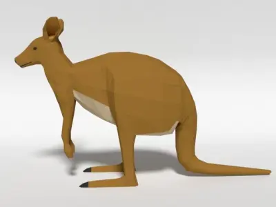 Low Poly Cartoon Kangaroo Low-poly 3D model purchase