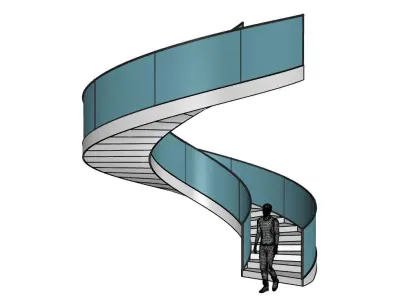 Spiral Staircase with Railing Architectural Details  3D model