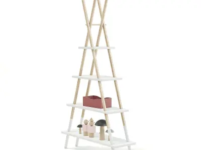 Teepee Shape Shelf with Decorations 3D model