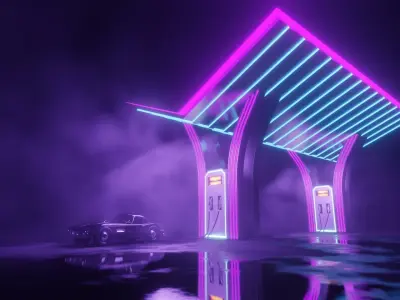 GAS STATION Low-poly 3D model