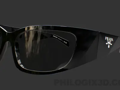 PRADA PR A19S 1AB5S0 Black Dark Grey Men Sunglasses Low-poly 3D model