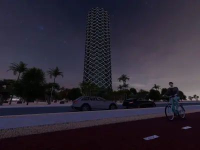 tower tall building in desert 3D model