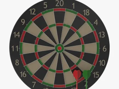 Dartboard dart board with two darts Low-poly 3D model