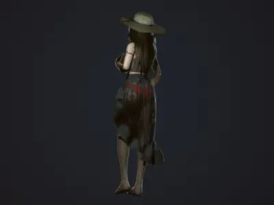 Summer Beach Girl - Game Ready  Low-poly 3D model