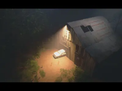 Dark Forest Secret House Night Shadow Low-poly 3D model