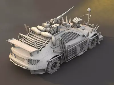 Apocalyptic Car Modular Pack Low-poly 3D model