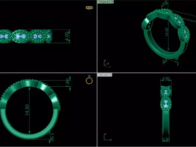Beaded Oval Eternity Ring  Model RJ 90 3D print model