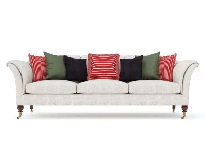 Three seat Victorian Sofa with throw cushions 3D model