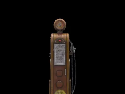 Old gas station Low Poly Low-poly 3D model