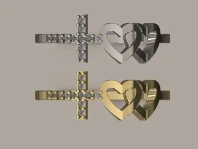 RING CROSS HEART 3D print model