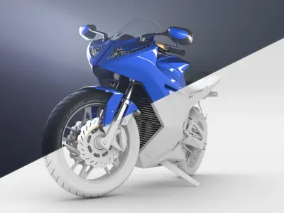 Motorcycle concept  Low-poly 3D model