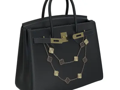 Hermes Birkin Bag with Chain Low-poly 3D model