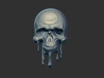melting skull decor  3D print model