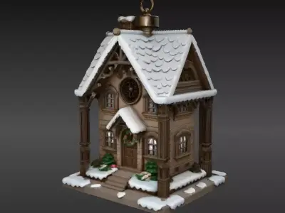 Lantern House 3D Model Christmas Lantern Cottage Print-Ready Low-poly 3D model