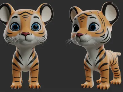 Tiger Toony Low-poly 3D model