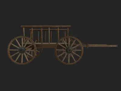 Medieval Wooden Horse Cart Variation 7 - Low Poly And Game Ready Low-poly 3D model