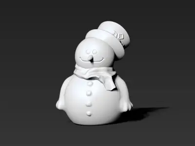 Snowman wearing hat and scarf 3D print model