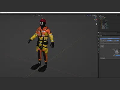 Man - Rescue Swimmer - Modular - Rigged Low-poly 3D model
