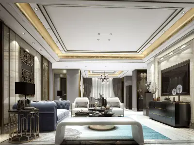 Luxury living room interior 3D model