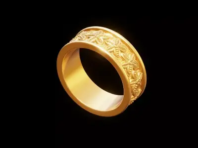 Free Floral Gold Ring 3D Model STL Download Free 3D print model