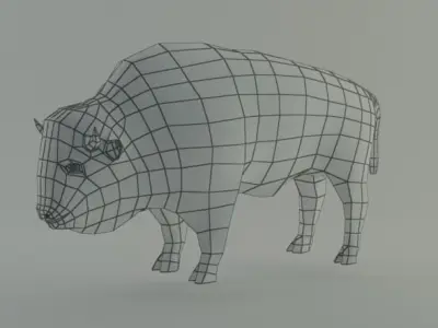 bison base mesh Low-poly 3D model