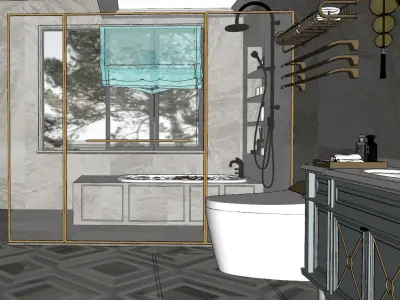 Luxurious Modern Bathroom 3D model