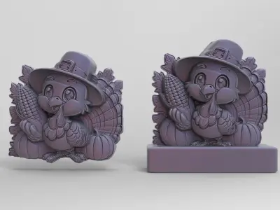 turkey with corn 3D print model