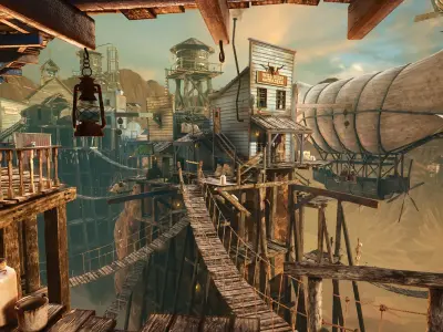 Wild West City - Wild West Town - Wild West Sky City - Town 3D model